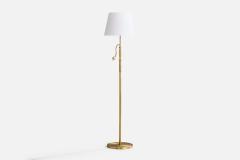 Swedish Designer Floor Lamp with Brass and Fabric Sweden 1940s - 4777427