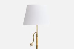 Swedish Designer Floor Lamp with Brass and Fabric Sweden 1940s - 4777428