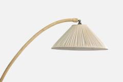 Swedish Designer Floor Lamp with Wood Cord and Fabric Sweden 1930s - 4778734