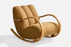 Swedish Designer Rocking Chair with Wood and Fabric Sweden 1940s - 4777475