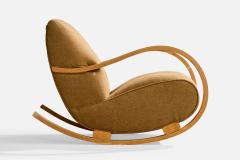 Swedish Designer Rocking Chair with Wood and Fabric Sweden 1940s - 4777478