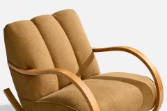 Swedish Designer Rocking Chair with Wood and Fabric Sweden 1940s - 4777479