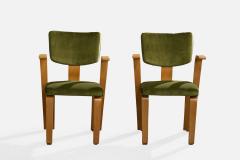 Thonet Brothers Armchairs with Birch and Velvet USA 1940s - 4772136