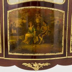 Three Door Mahogany Display Cabinet With Painted Panels And Gilt Bronze Mounts - 4780930