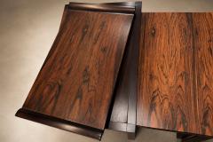 Three Rosewood Nesting Tables with Removable Tray Brass Sabots Brazil 1960s - 4802163