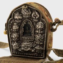 Tibetan Gau Traveling Shrine with Silk Case - 4166786