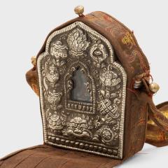 Tibetan Gau Traveling Shrine with Silk Case - 4166789
