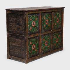 Tibetan Green Red Poppy Cabinet - 4257983