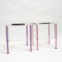 Tom Ford Pair of Lucite Tables with Purple Inclusions - 2222007