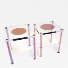 Tom Ford Pair of Lucite Tables with Purple Inclusions - 2222829