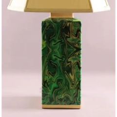 Tony Duquette Mid Century Tony Duquette Faux Malachite Porcelain Table Lamp - 2936236