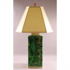Tony Duquette Mid Century Tony Duquette Faux Malachite Porcelain Table Lamp - 2936239