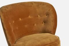 Tor Wolfenstein Tor Wolfenstein Lounge Chairs with Wood and Velvet Sweden 1940s - 4772197