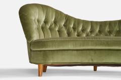 Tor Wolfenstein Tor Wolfenstein Sofa with Velvet and Wood Sweden 1940s - 4772204