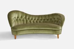 Tor Wolfenstein Tor Wolfenstein Sofa with Velvet and Wood Sweden 1940s - 4772206