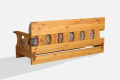 Tra Inn Sofa with Pine and Fabric Sweden 1970s - 4772218