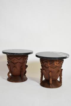 Two large African carved wooden side tables 1960s  - 4539239