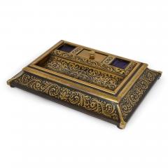 Victorian era inkstand with Boulle marquetry in ebonised wood and brass - 2926655