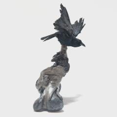 Vintage Raven Taxidermy on Root Sculpture - 4166773
