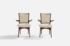 Vladimir Kagan Armchairs with Walnut Fabric USA 1960s - 4772351