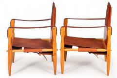 Wilhelm Kienzle Pair of Brown Saddle Leather Safari Chairs attr Wilhelm Kienzle - 4469623
