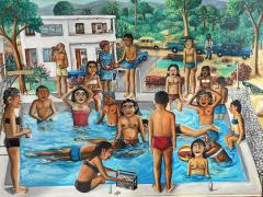 Wilson Bigaud What Are They Looking At Sexy Nude Naive Caribbean Art Swimming Pool - 2899847