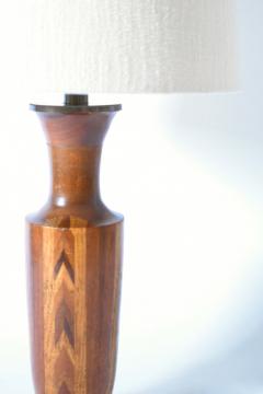 Wooden marquetry table lamp 1960s  - 4540096