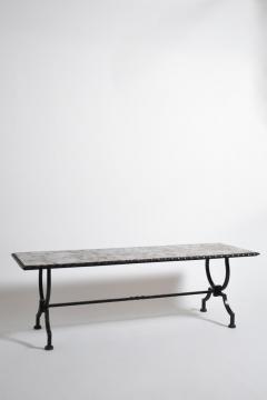Wrought iron and marble coffee table 1940s  - 4539692