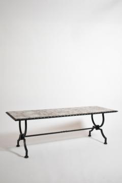 Wrought iron and marble coffee table 1940s  - 4539695