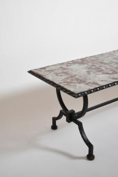 Wrought iron and marble coffee table 1940s  - 4539696