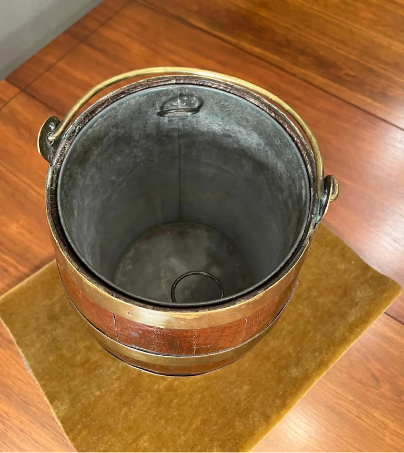 19th Century Diminutive Brass bound Mahogany Peat Bucket