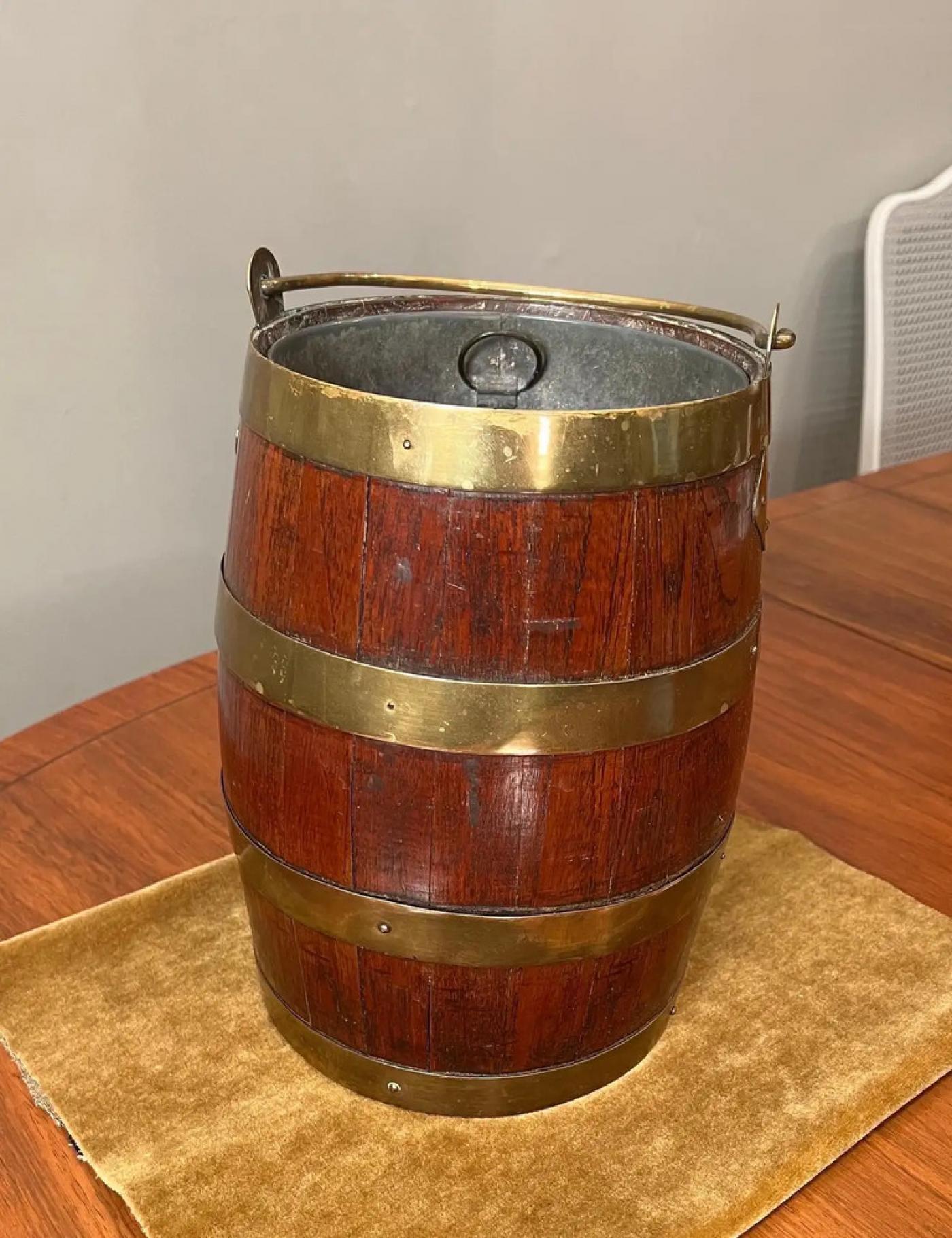 19th Century Diminutive Brass bound Mahogany Peat Bucket