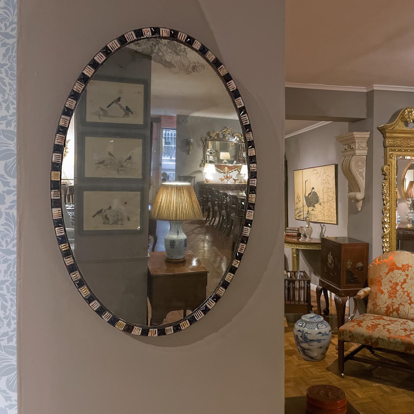 Waterford 3228 18th Century Irish Waterford Blue and White Mirror
