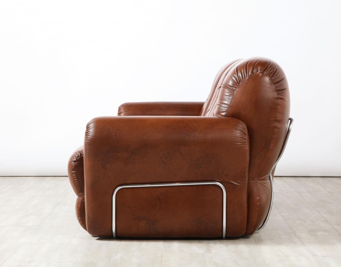 Adriano Piazzesi Adriano Piazzessi Italian 1970's Leather Tufted Sofa