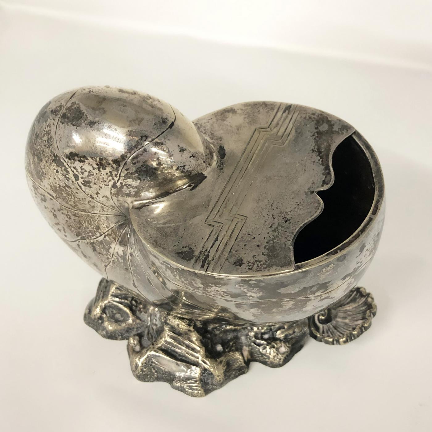 Antique English Silver Plated Nautilus Shell Spoon Warmer