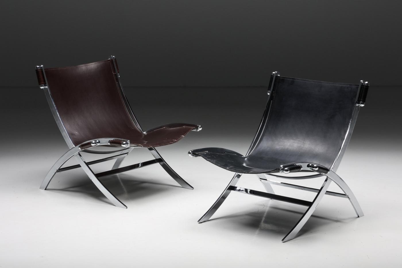 Antonio Citterio - Black Leather Scissor Chair by Antonio Citterio for ...
