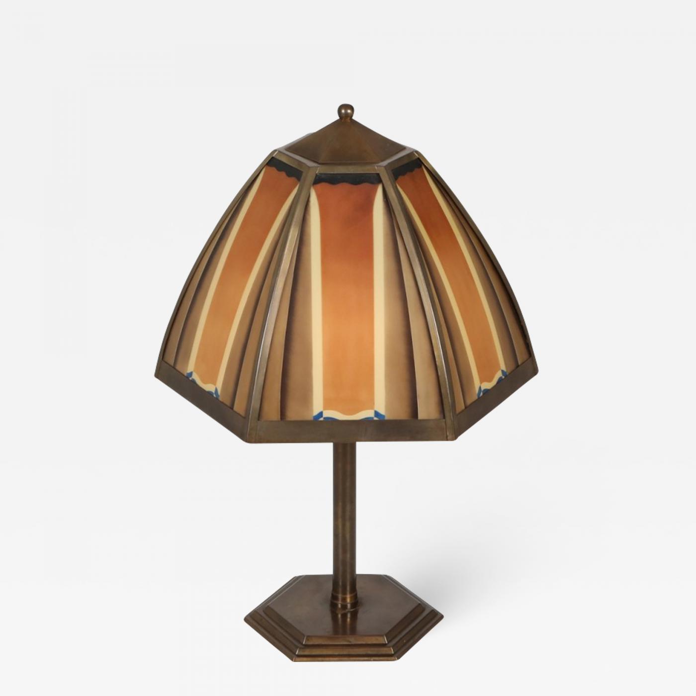 Ijveraar ondergeschikt Persoonlijk Bronze and coloured glass art deco lamp, Netherlands - 1920's