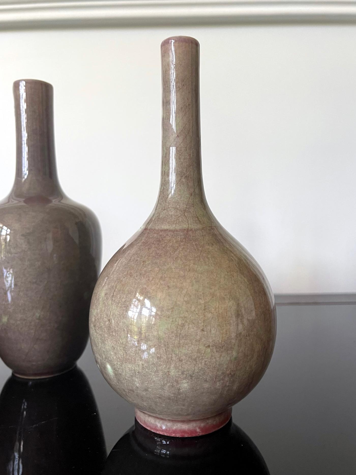 Collection of Four Chinese Ceramic Vases with Peachbloom Glaze