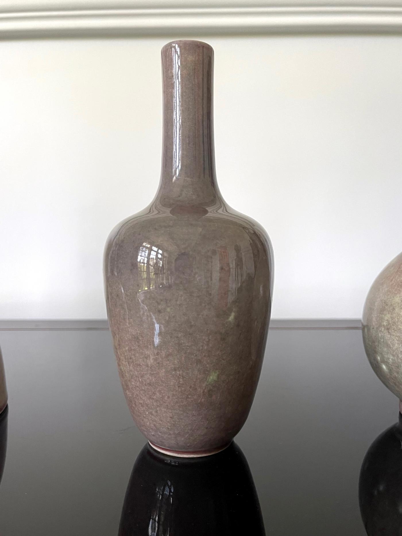 Collection of Four Chinese Ceramic Vases with Peachbloom Glaze