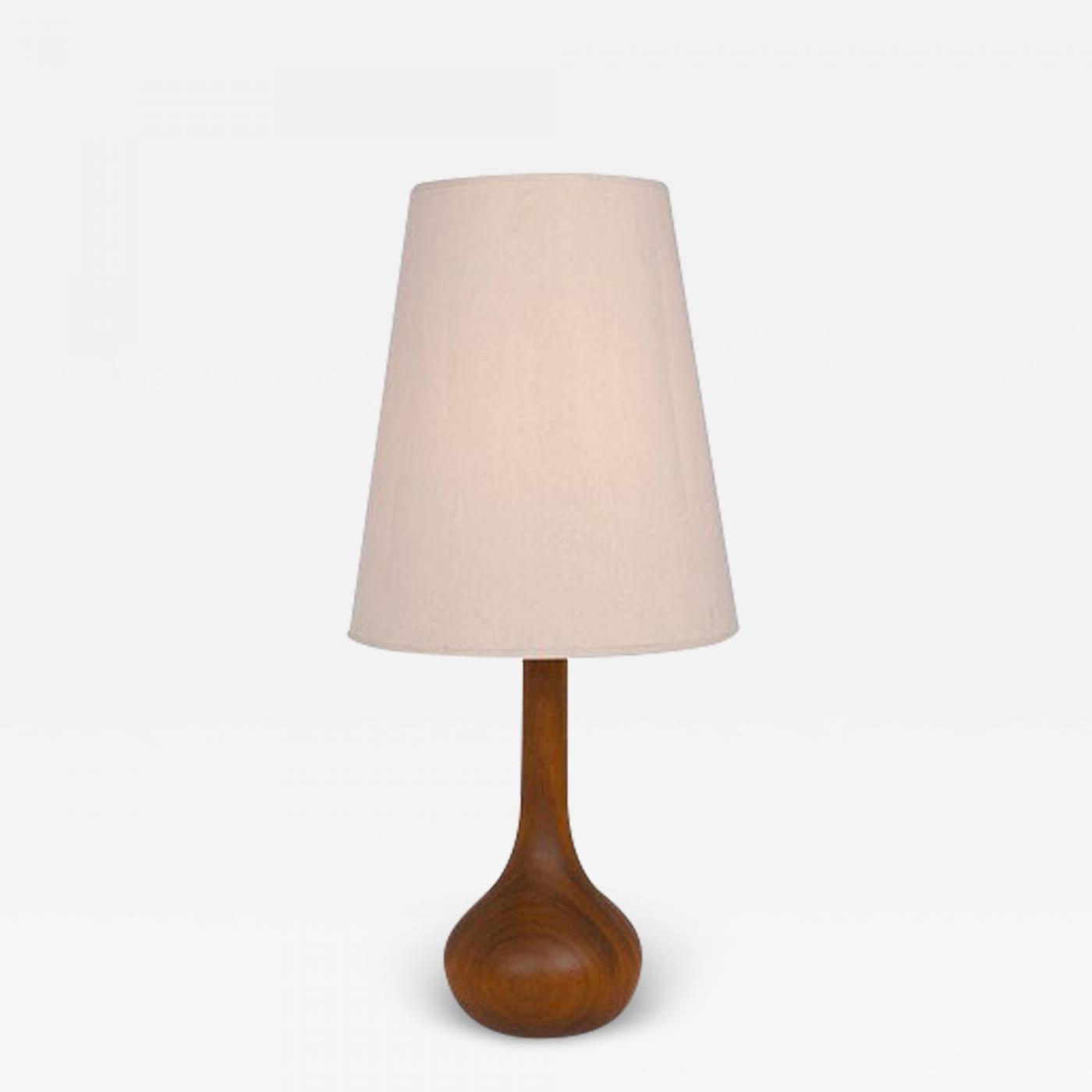 Danish Mid Century Staved Teak Wood Bulbous Sculpted Table Lamp