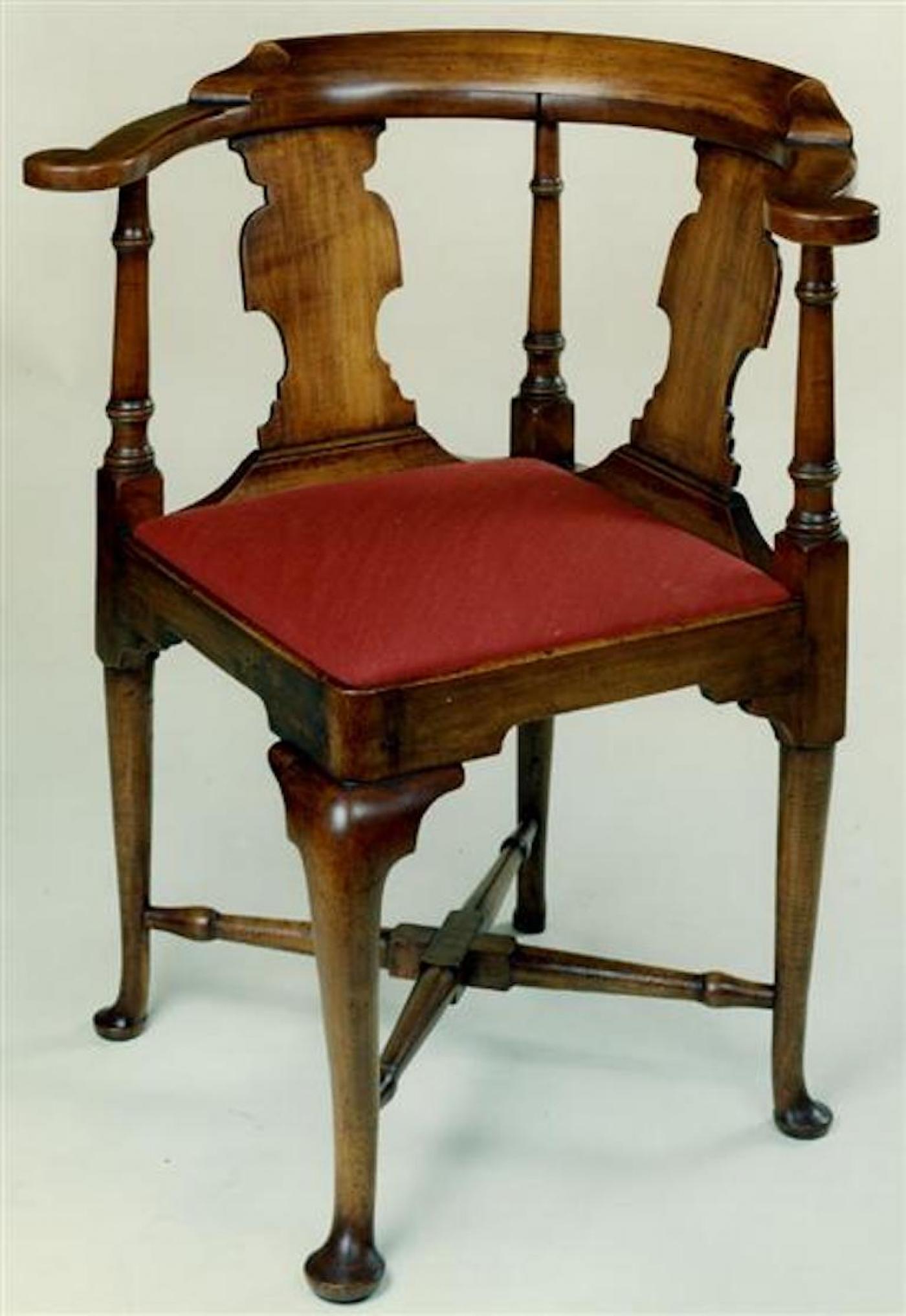 FINE AND RARE QUEEN ANNE CORNER CHAIR