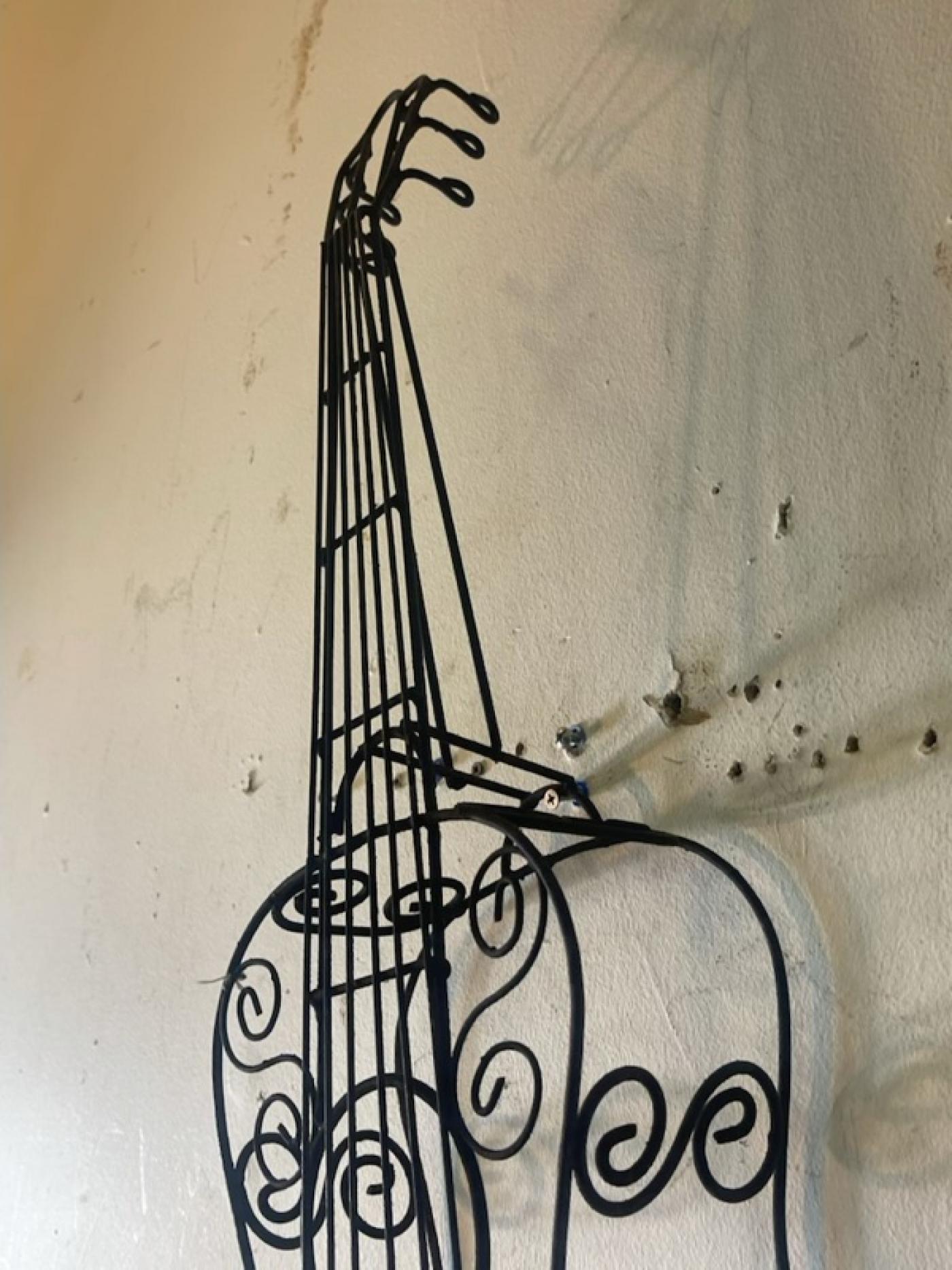 Frederick Weinberg MID CENTURY BLACK WIRE METAL GUITAR WALL SCULPTURE