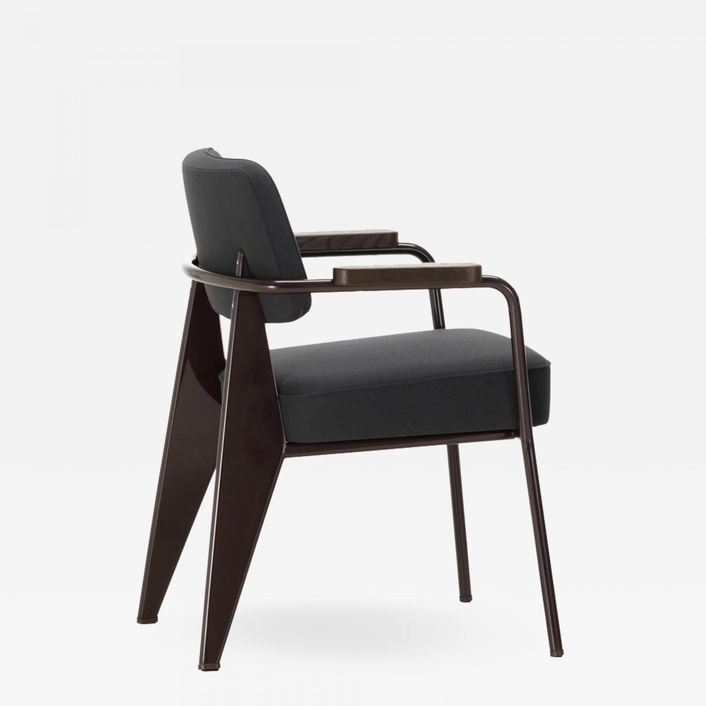Jean Re-Editions - Vitra Fauteuil Direction in Dark and Chocolate by Prouvé