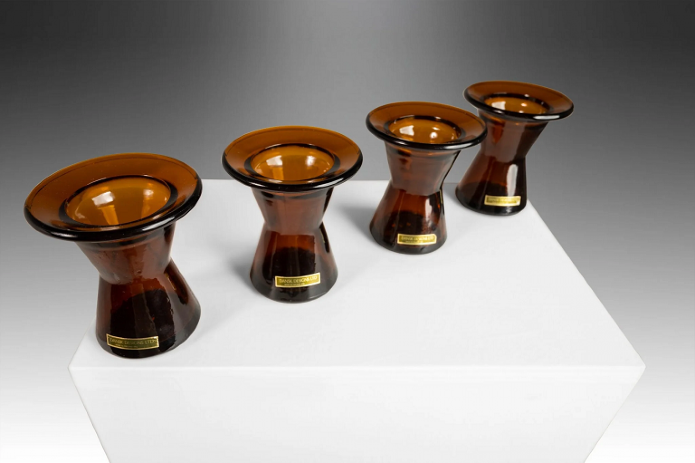 Jens Quistgaard Set of Four (4) Mid Century Modern Glass Candle