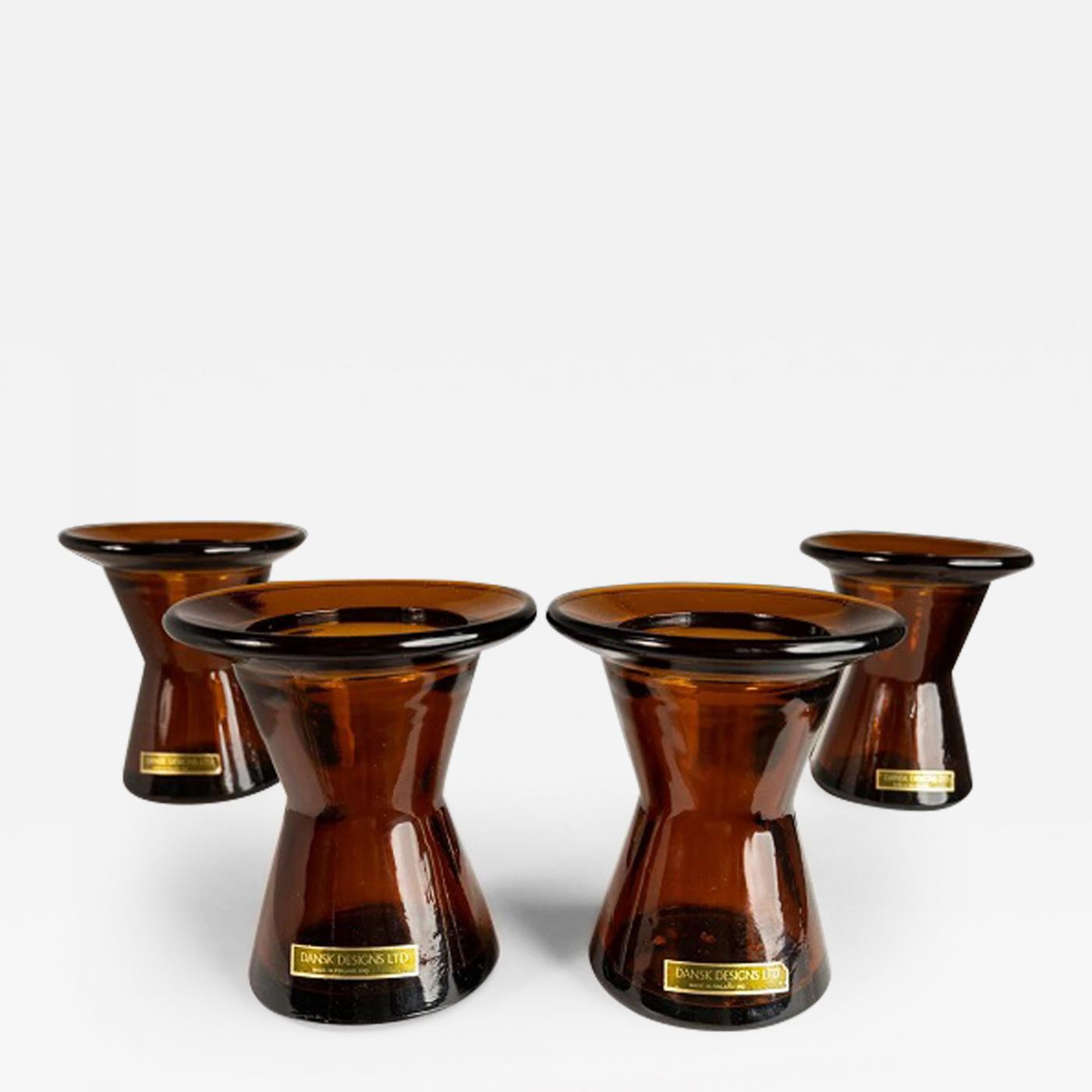 Jens Quistgaard Set of Four (4) Mid Century Modern Glass Candle