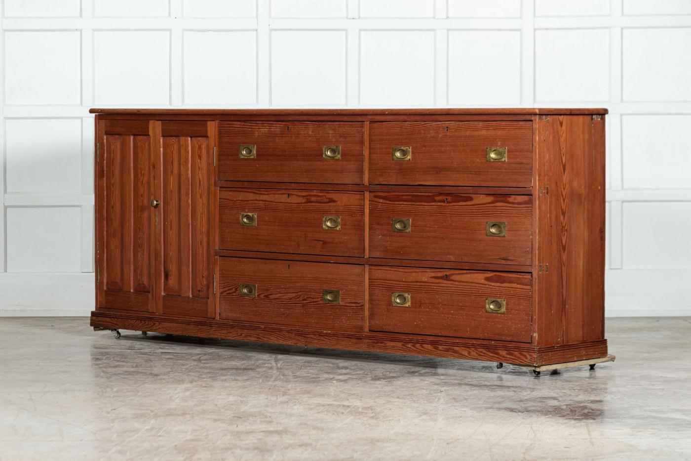 Large 19thC English Pine Dresser Base