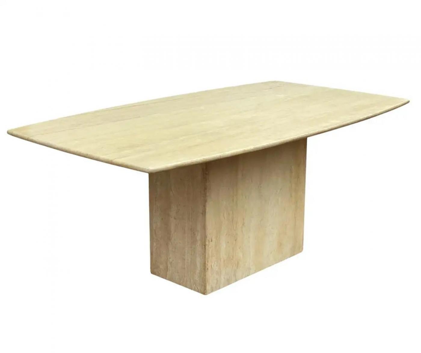 Midcentury Italian Post Modern Travertine Marble Rectangular Dining Table