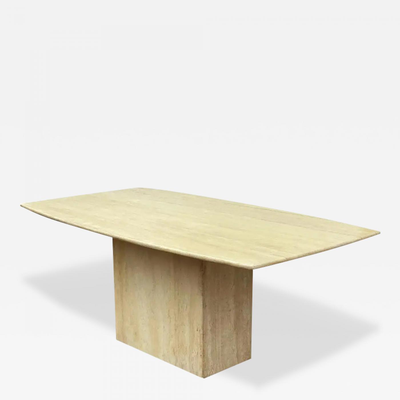 Midcentury Italian Post Modern Travertine Marble Rectangular Dining Table