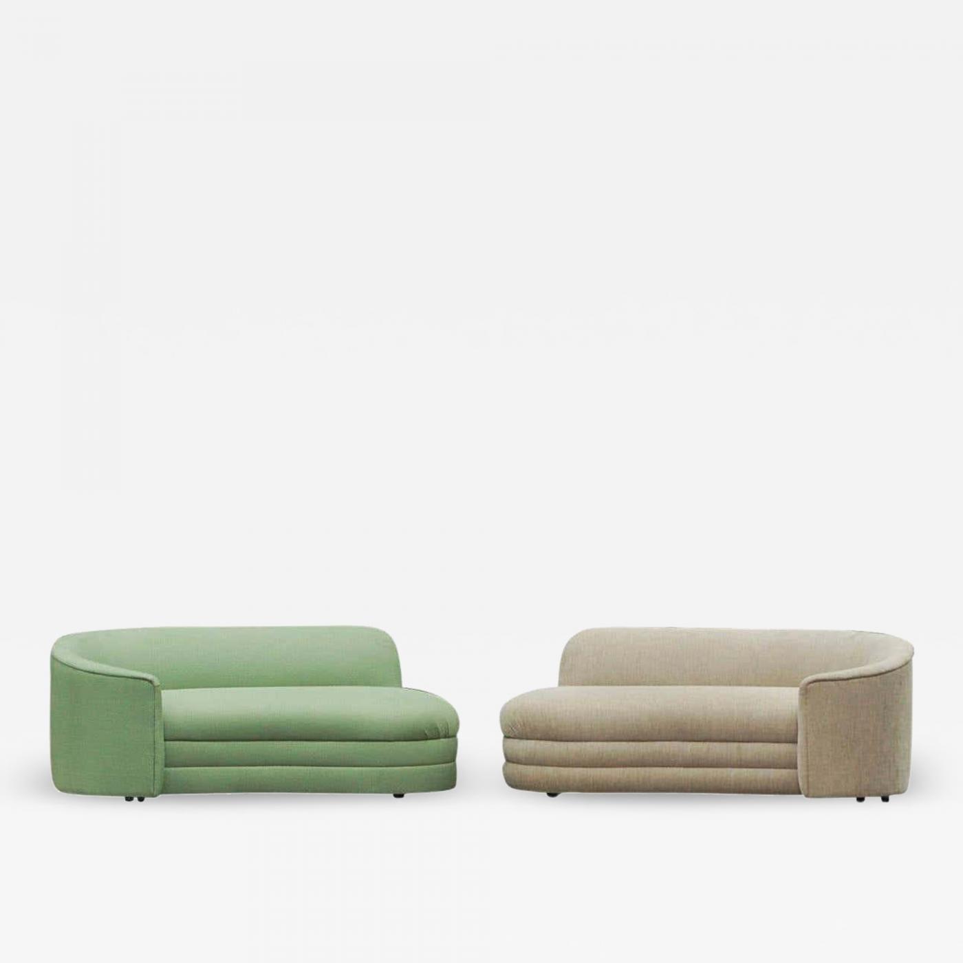 Uitgaan van Gelach Reductor Pair of Asymmetrical Mid-Century Modern Chaise Lounge Sofas in Art Deco Form Uitgaan van Gelach Reductor Pair of Asymmetrical Mid-Century Modern Chaise Lounge Sofas in Art Deco Form