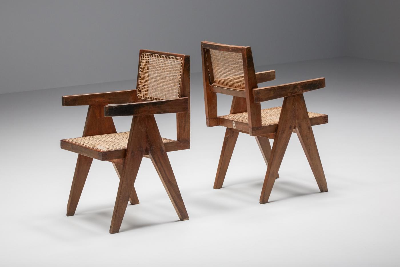 Pierre Jeanneret Pierre Jeanneret Dining Cane Chairs 1950